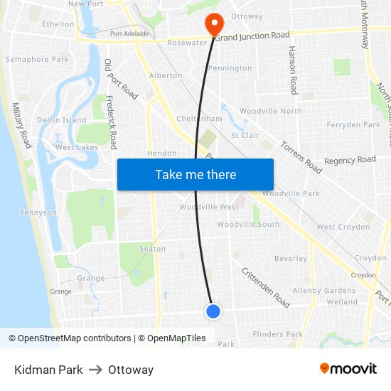 Kidman Park to Ottoway map