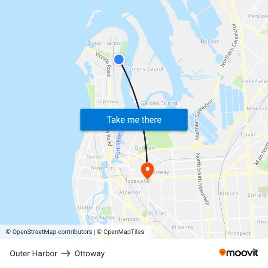 Outer Harbor to Ottoway map