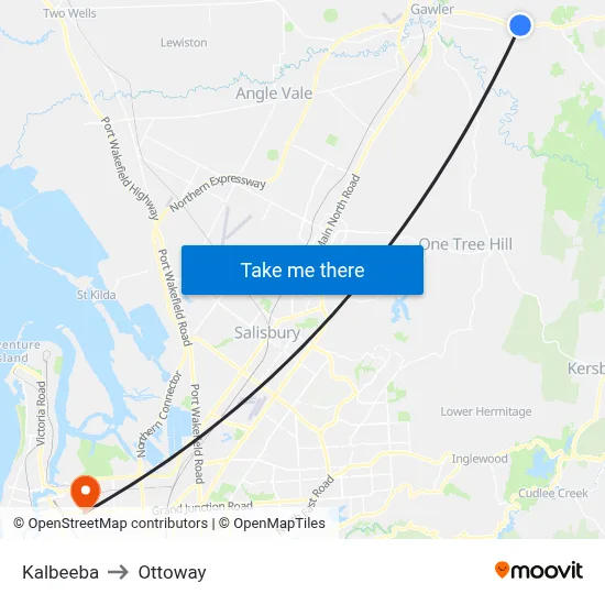 Kalbeeba to Ottoway map