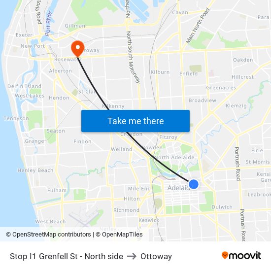 Stop I1 Grenfell St - North side to Ottoway map