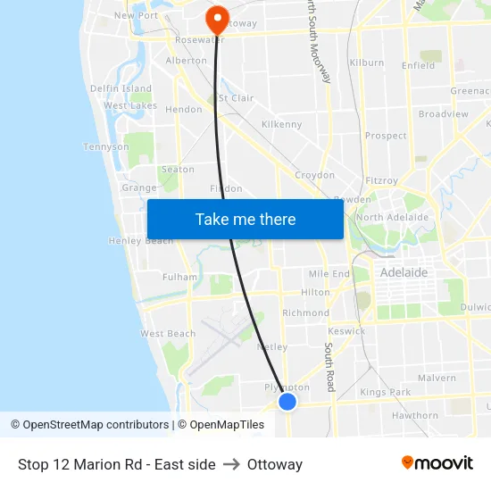 Stop 12 Marion Rd - East side to Ottoway map