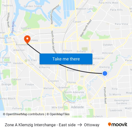 Zone A Klemzig Interchange - East side to Ottoway map