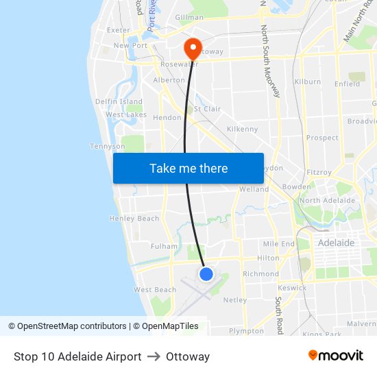 Stop 10 Adelaide Airport to Ottoway map