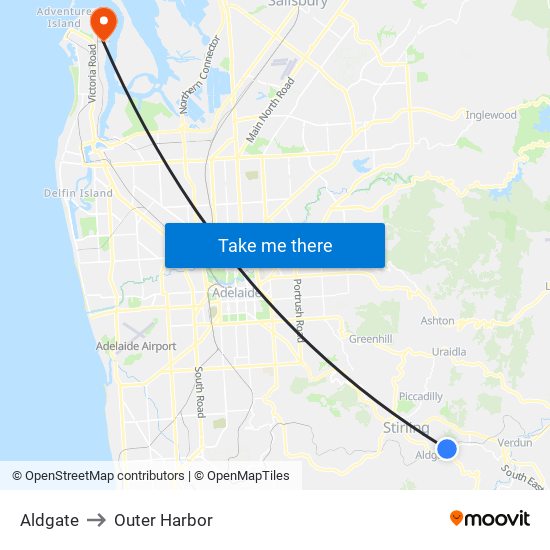 Aldgate to Outer Harbor map