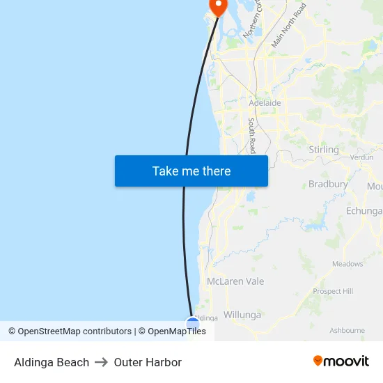 Aldinga Beach to Outer Harbor map