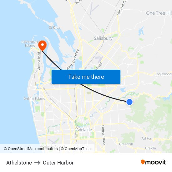 Athelstone to Outer Harbor map