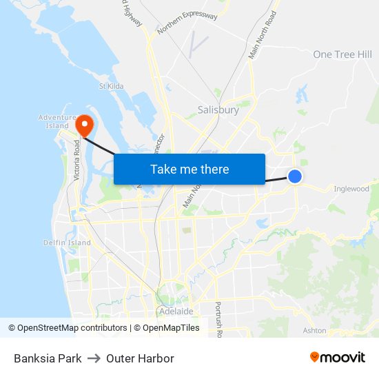 Banksia Park to Outer Harbor map