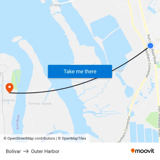 Bolivar to Outer Harbor map