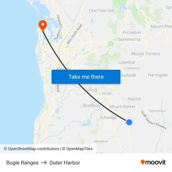 Bugle Ranges to Outer Harbor map