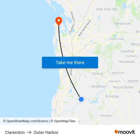 Clarendon to Outer Harbor map