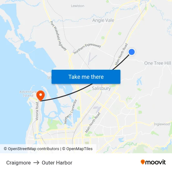 Craigmore to Outer Harbor map