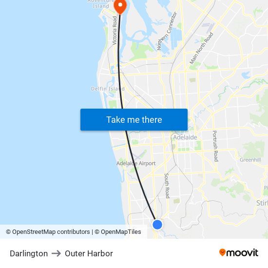 Darlington to Outer Harbor map