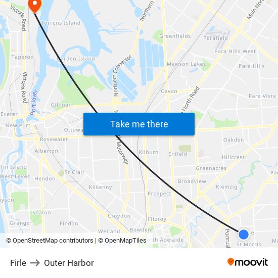 Firle to Outer Harbor map