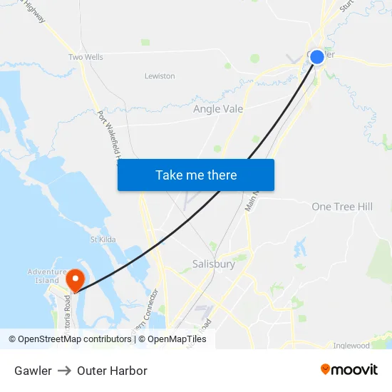 Gawler to Outer Harbor map