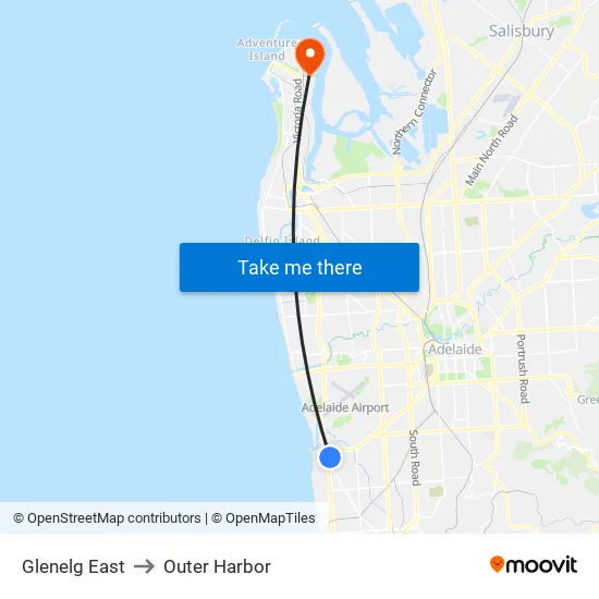 Glenelg East to Outer Harbor map