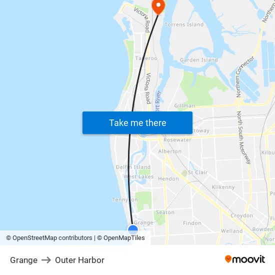 Grange to Outer Harbor map