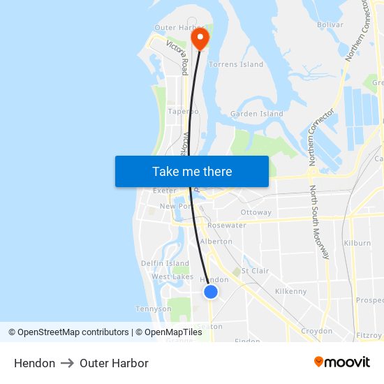Hendon to Outer Harbor map