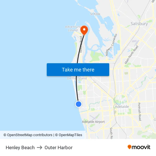 Henley Beach to Outer Harbor map