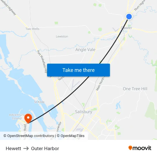 Hewett to Outer Harbor map