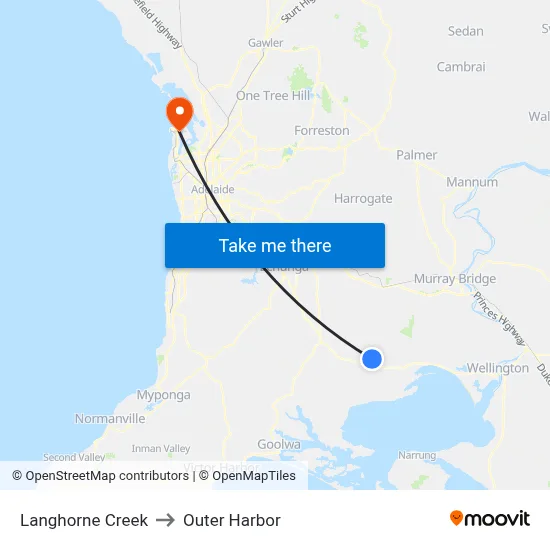 Langhorne Creek to Outer Harbor map