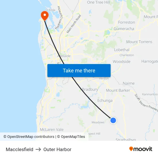 Macclesfield to Outer Harbor map