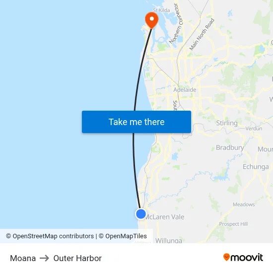 Moana to Outer Harbor map