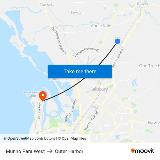 Munno Para West to Outer Harbor map