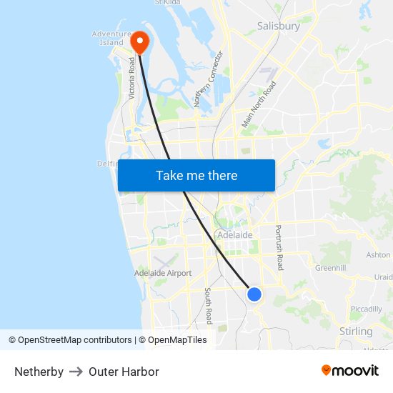 Netherby to Outer Harbor map