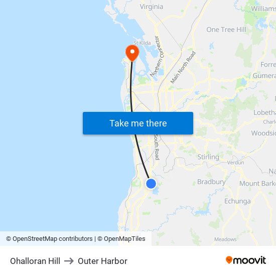 Ohalloran Hill to Outer Harbor map