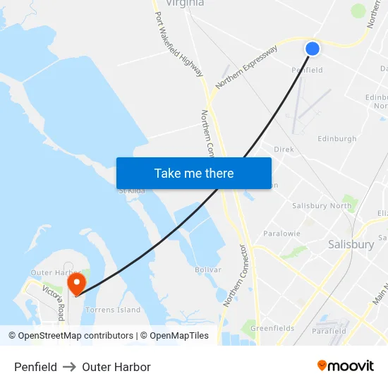 Penfield to Outer Harbor map