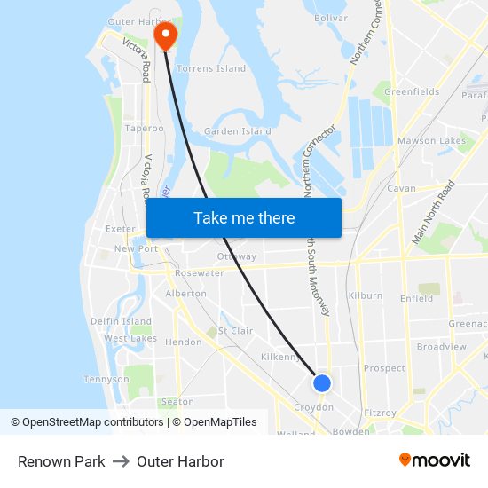 Renown Park to Outer Harbor map