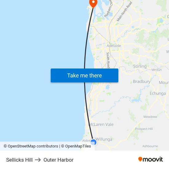 Sellicks Hill to Outer Harbor map