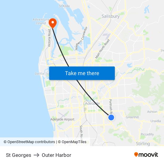 St Georges to Outer Harbor map