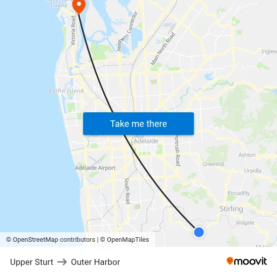 Upper Sturt to Outer Harbor map