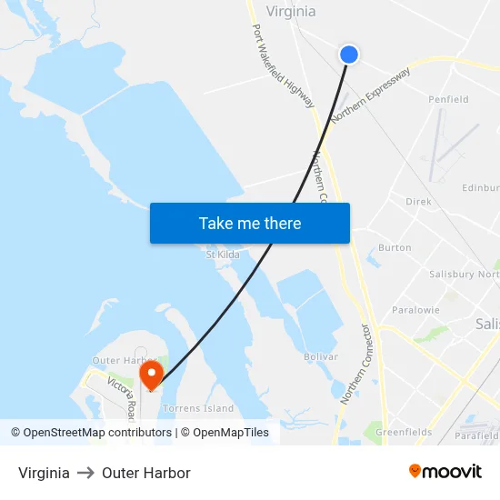 Virginia to Outer Harbor map