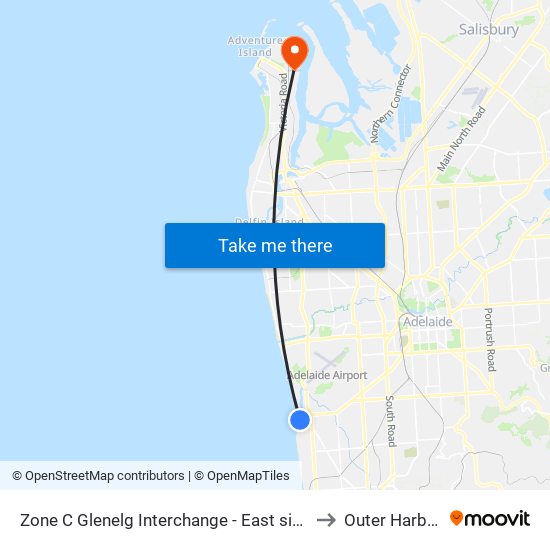 Zone C Glenelg Interchange - East side to Outer Harbor map