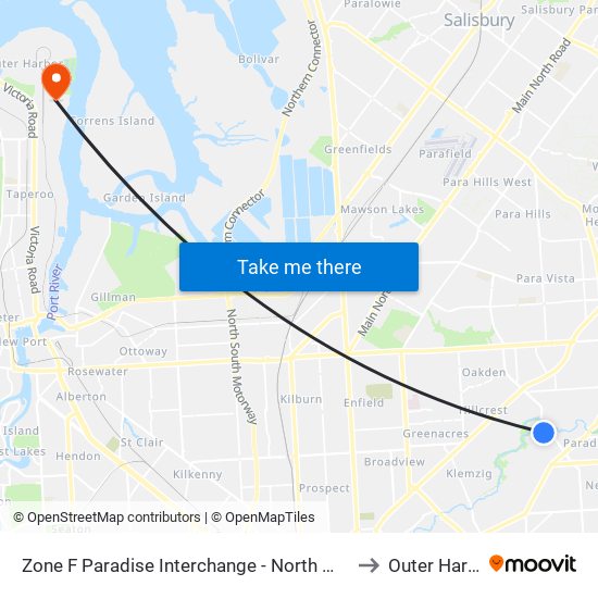 Zone F Paradise Interchange - North West side to Outer Harbor map