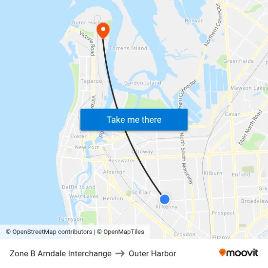 Zone B Arndale Interchange to Outer Harbor map