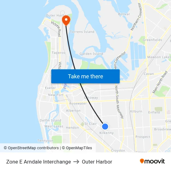 Zone E Arndale Interchange to Outer Harbor map