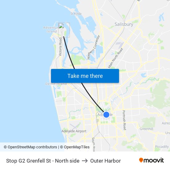 Stop G2 Grenfell St - North side to Outer Harbor map