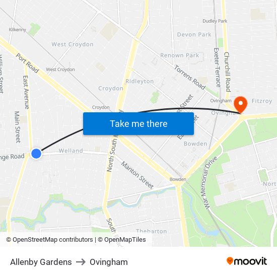 Allenby Gardens to Ovingham map