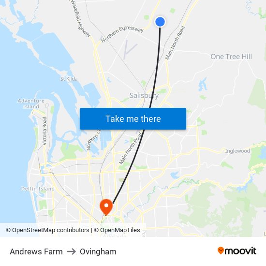 Andrews Farm to Ovingham map