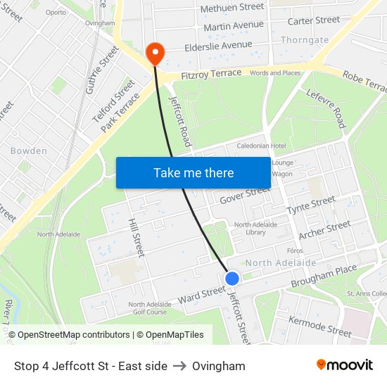 Stop 4 Jeffcott St - East side to Ovingham map