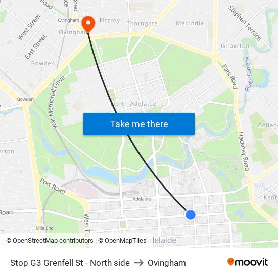 Stop G3 Grenfell St - North side to Ovingham map