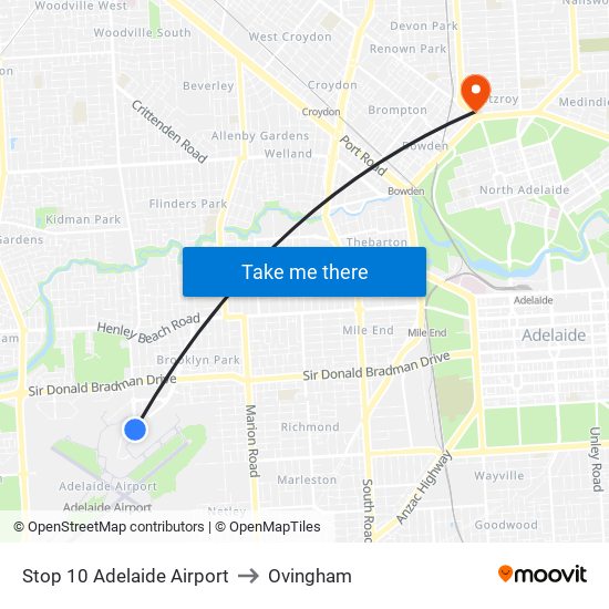 Stop 10 Adelaide Airport to Ovingham map