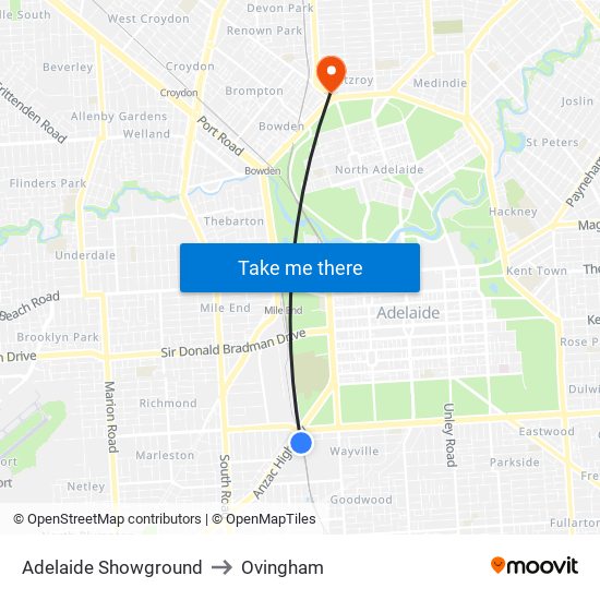 Adelaide Showground to Ovingham map