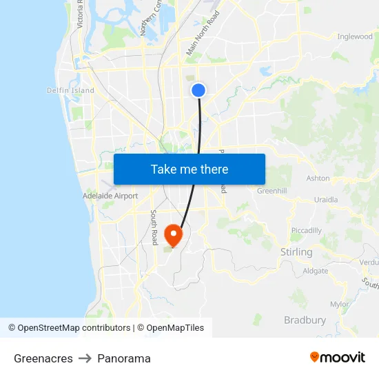 Greenacres to Panorama map