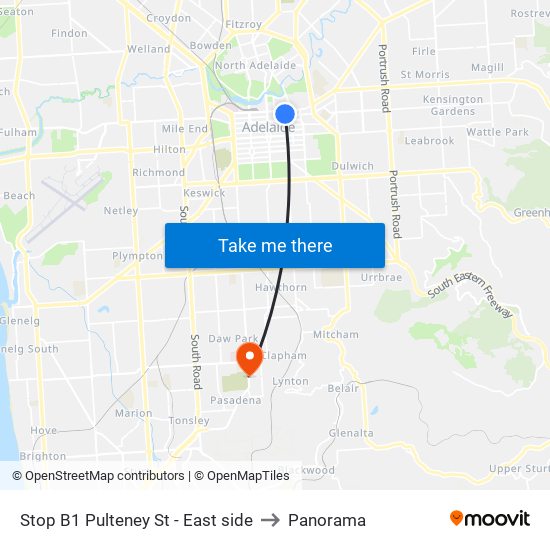 Stop B1 Pulteney St - East side to Panorama map