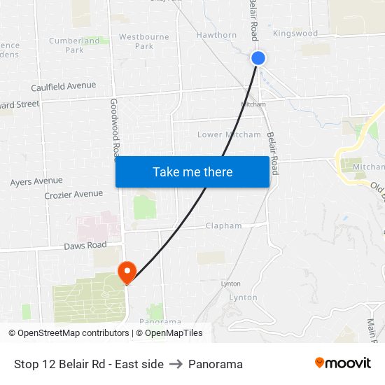 Stop 12 Belair Rd - East side to Panorama map