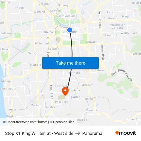 Stop X1 King William St - West side to Panorama map